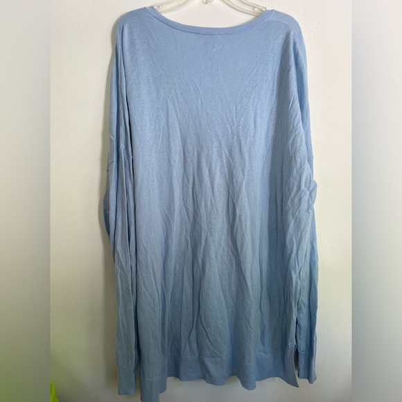 GAP Perfect Fit blue V-Neck Pullover Sweater Cotton/Silk Blend women's size XL - Picture 3 of 4